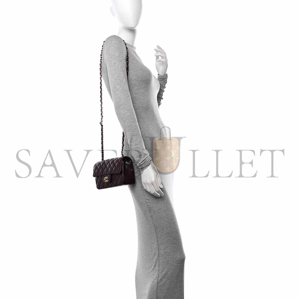 Ch*el lambskin quilted mini rectangular flap burgundy as1116 (20*13*6cm)